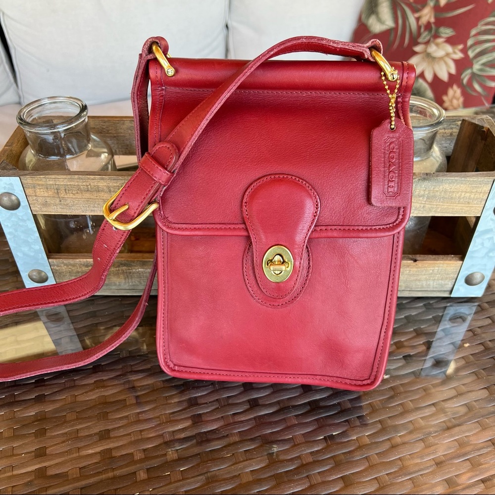 Bright Red Vintage Coach Murphy Bag #9930